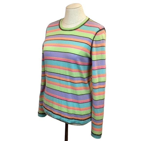 Talbots Cashmere Sweater Striped Pastels - Picture 2 of 7